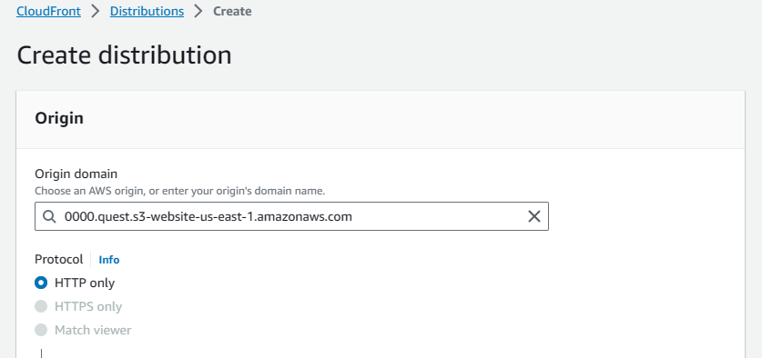AWS Cloudfront origin settings screenshot
