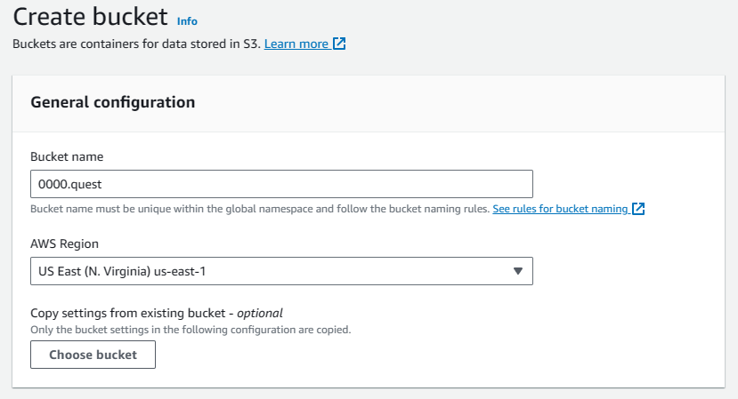 AWS S3 bucket settings screenshot