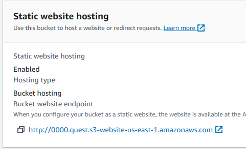 AWS S3 bucket URL location screenshot