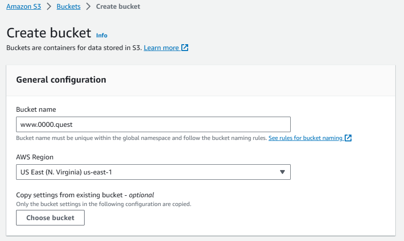 AWS S3 bucket settings screenshot